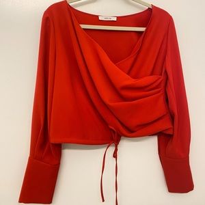 Adeam red tie cross blouse size xs